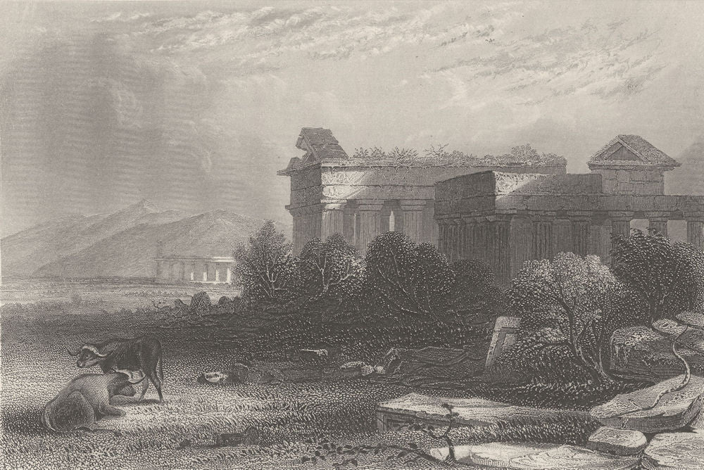 ITALY. Paestum c1856 old antique vintage print picture